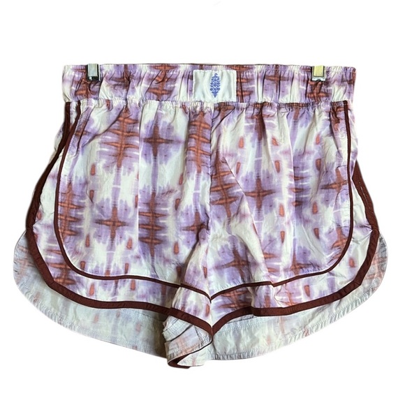 Free People Pants - Free People Movement Varsity Blues Pink and White Printed Shorts -Sand Storm